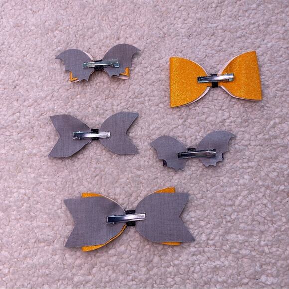 Halloween Orange and Black Bows Lot of 5 - Picture 6 of 8